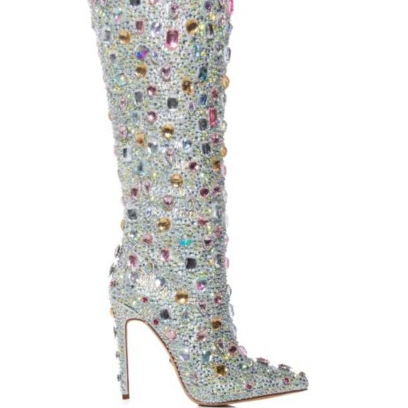 AZALEA WANG "ICONIC STANCE" RHINESTONE COVERED KNEE HIGH BOOT IN PINK(BRAND NEW - Picture 7 of 9